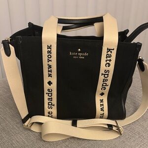 Kate Spade Black and Cream Canvas Tote Bag